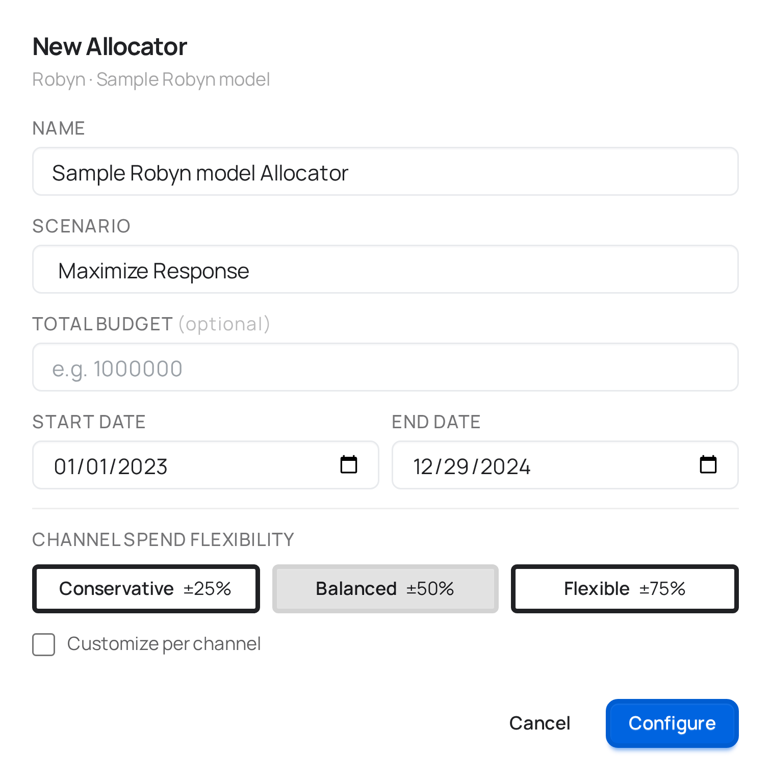 The allocator scenario modal